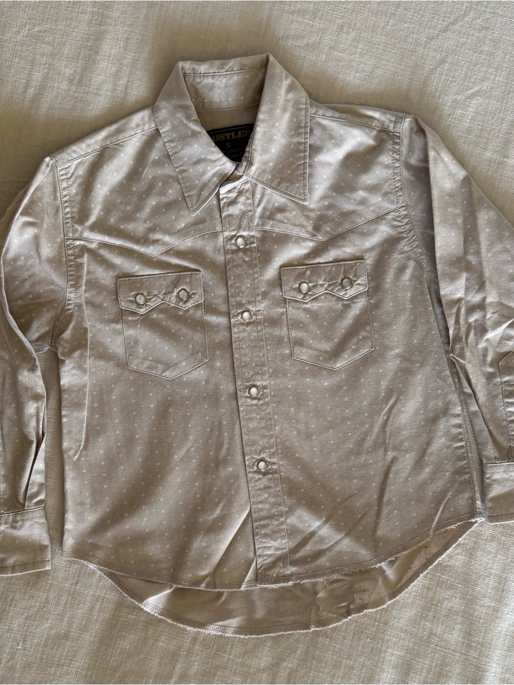 Boys Light Beige Dot Western Shirt - Rustler by Wrangler